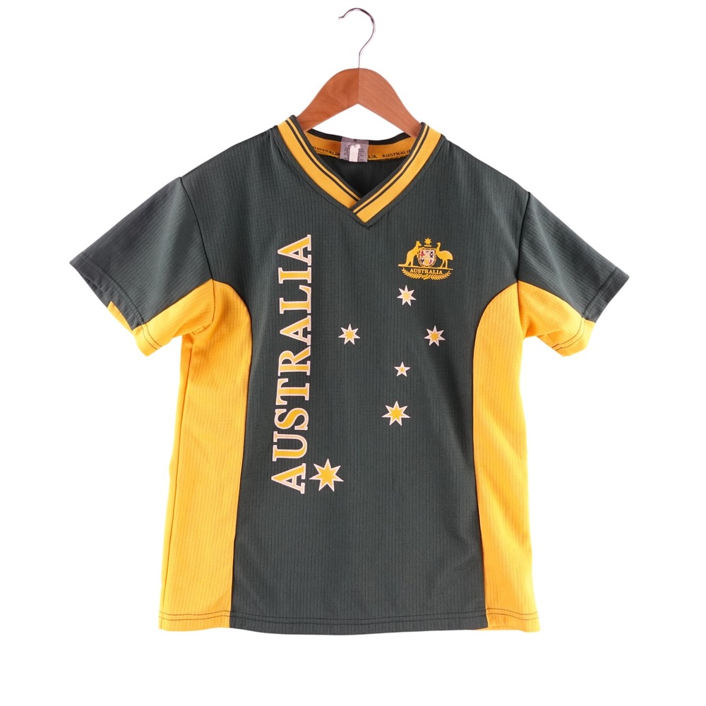Australia National Team Womens Size 16 Soccer Jersey Green Gold V-Neck Shirt
